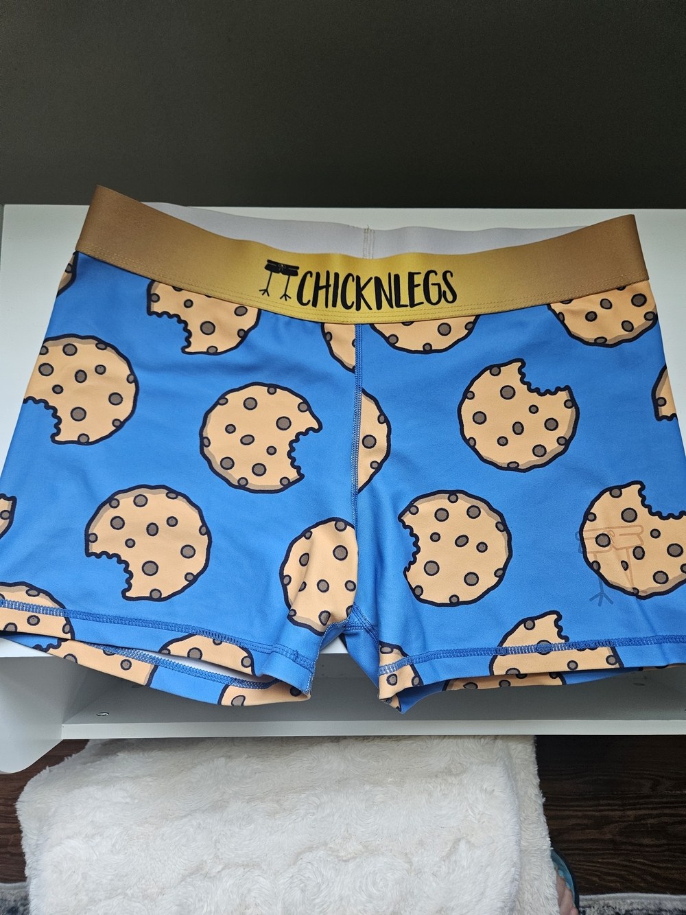 Chicknlegs Women’s Blue Cookie-Print Athletic Shorts